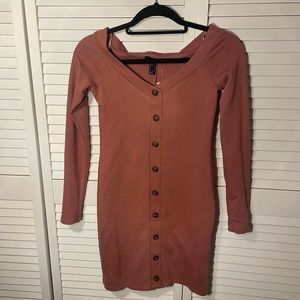 Brand new rusty pink off the shoulder body con